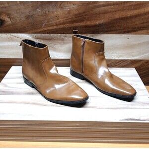ALFANI Men's Ashton Tan PU Leather Chelsea Side Zip Boots Size 12M